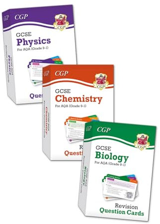 CGP GCSE AQA Biology, Chemistry & Physics Revision cards set