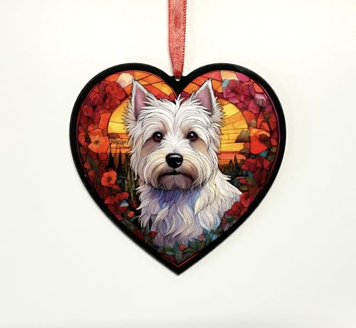 West Highland Terrier Heart Suncatcher - Memorial or Gift for Dog Lovers - 19cm