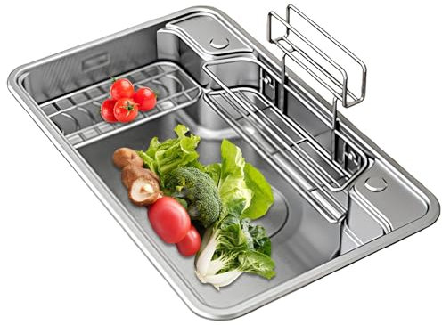 Fregadero Cocina 1 Seno 70 X 48cm, Fregadero De Cocina En Acero Inoxidable, Fregadero Sobre Encimera O Enrasado, Fregaderos Un Seno Con Sifón(78 * 48cm/30.7 * 18.8in)