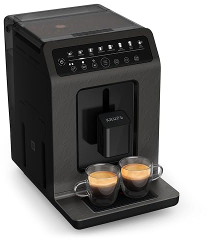 KRUPS EA897H Evidence Eco-Design Cafetière entièrement automatique, design durable, goût de café parfait, 52 % plastique recyclé, 84 % recyclable, boissons laitières, 8 recettes de café de qualité