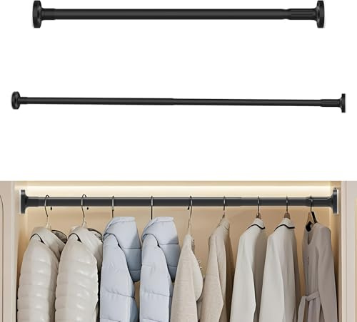 Heavy Duty Expandable Window Shower Curtain Tension Rod Oval Head Clothes Hanging Bar Rail for Closet Wardrobe, No Drilling, 90-160cm, Adjustable Wardrobe Rail for Wardrobe, Balcony, Bathroom