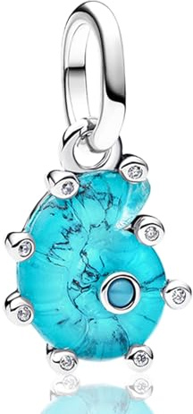 NUNUYAYA Frauen Armband Charme 925 Sterling Silber Blue Conch passend für Armband Halskette,Charm Anhänger für Europäischen Armbänder für Frauen