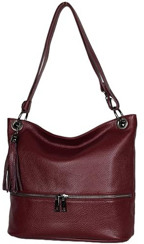 AMBRA Moda GLX37 - Italienische Handtasche, Damen - Schultertasche Damen Umhängtaschen Leder