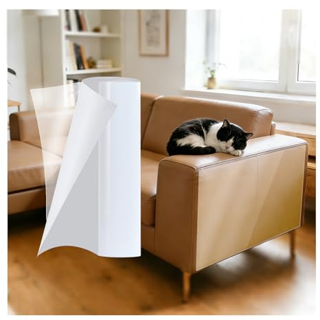 SANLI TAPE Protezione antigraffio per divano, gatto, trasparente, 5 m x 45 cm, per gatti, autoadesiva, extra lunga, flessibile, antigraffio, per mobili, divano, porta, parete