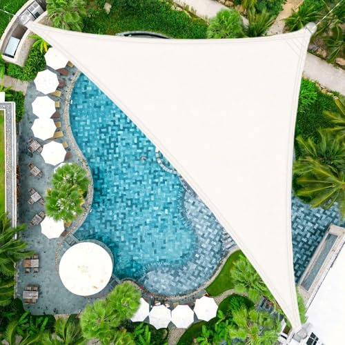 SRHIMEOS 6x6x6m Tende a Vela da Esterno Triangolare, Vela Ombreggiante Impermeabile per Giardino Terrazza, Telo Parasole Esterni HDPE Protezione Solare Raggi UV, Antivento