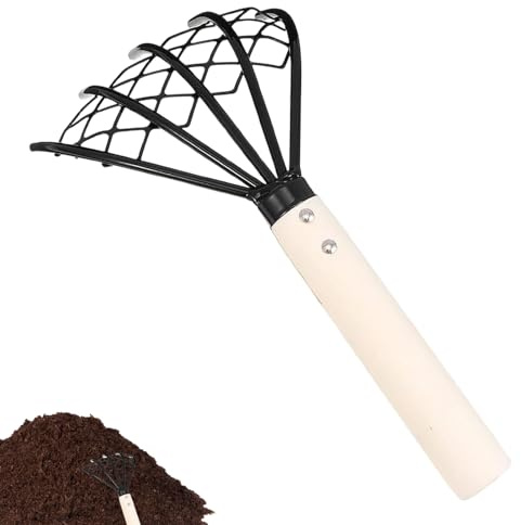 Yuemeuy Râteau de Jardin - Râteau à Griffes à 5 Dents et Cultivateur - Outil Manuel de Cultivateur et Bêche avec Poignée Ergonomique pour Désherbage Sol Terre Sable Jardin Jardinage Extérieur Paysage