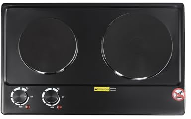 Piano cottura a induzione, 2 piastre, 2500 W, doppia piastra a induzione con controllo a bottone, per trasloco, cucina, campeggio e appartamento