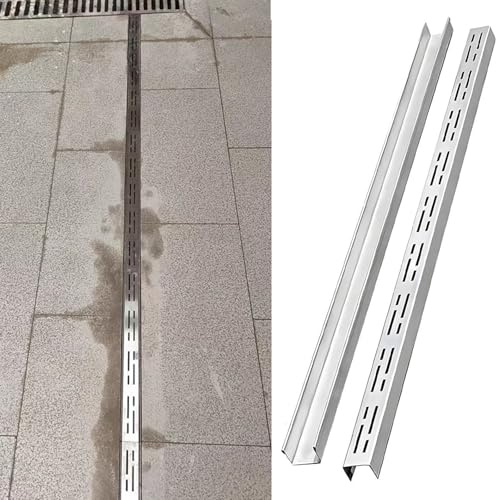 CHZDPP canaletta scolo Acqua piovana Canali di scolo Stretti, Kit di drenaggio e Scarico per Garage/Cortili/aeroporti, Canali di scolo in Acciaio Inossidabile per Esterni(1 pc)