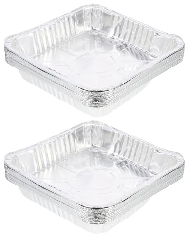 CONGARTENO 20pièces Barquettes Carrées Aluminium de Barquettes Alimentaires Aluminium pour Four et Barbecue pour Cuisson du Pain Maison Gâteaux