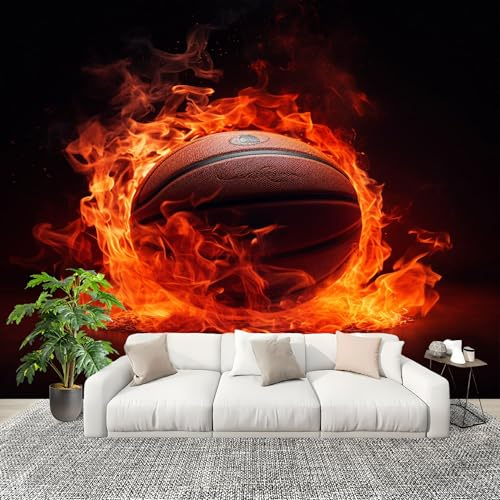 Fotográfico 3D HD No Tejido 3d Fuego FúTbol ExtraíBle Papel Pintado Fotomural 200×140 cm Negro Resistente al agua y a las manchas Fácil Instalación Murales Panorámicos