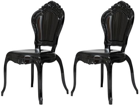 Biscottini Set 2 Sedie in Policarbonato - Sedia Cucina Soggiorno 53x50x97,5 cm - Poltrone Barocche Sala da Pranzo Camera da Letto - Poltrona in Plastica da Esterno Moderna Cerimonie