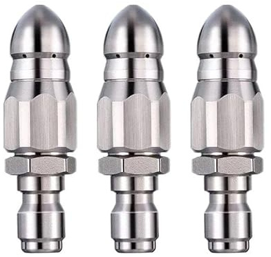 ATBUSS 3 Boquillas Desatascadoras De Tuberías De Acero Inoxidable, Lavado A Alta Presión De 5000 PSI, Conector Rápido De 1/4, Adecuadas para Limpiar Mangueras De Alcantarillado.