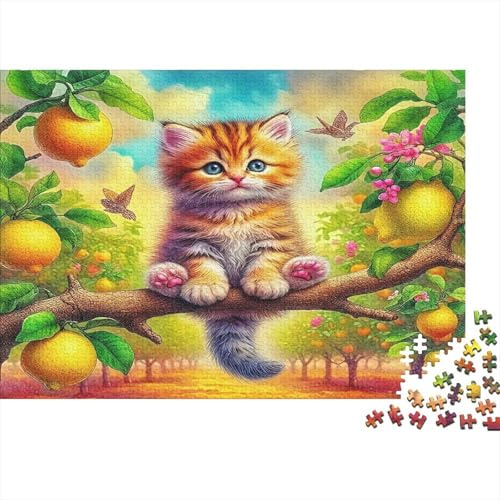 Katt apelsinträd pussel 1 000 bitar pussel för hela familjen papper vuxna avkopplande present hem 70 x 50 cm/1000 st