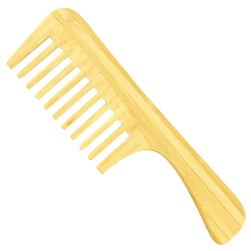 1 st tjock bambukam, lockig hårkam, antistatisk kam i trä, 20 cm natur stora utredande kammar, miljövänlig bambu kam för att blanda alla