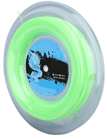 Aumotop Tennissträng Fluorescerande Grön Slitstark Racketsträng för Aggressiva Spelare 200 M Polyester 1,3 Mm