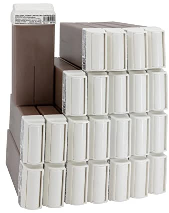 Epilwax Set da 24 cioccolato Rulli Cera per Depilazione - Larghezza 100 ml Roll-on Ricarica Cera