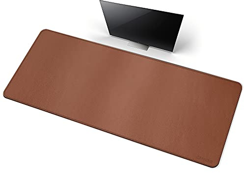 CENNBIE Schreibtischunterlage Leder, 100x50cm große Tischunterlage (Braun) | erweitertes Mauspad xxl, wasserdichte Schreibunterlage auf Schreibtischen, Büro und Zuhause Tischunterlage