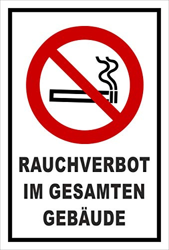 Melis-Folienwerkstatt Schild Rauchverbot im gesamten Gebäude – 30x20 cm – Aufkleber – mehrere Größen/Materialien
