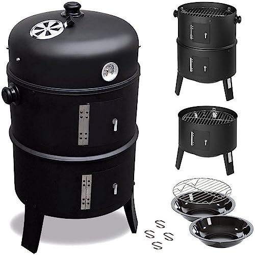 MaxxGarden Tronco para ahumar – Barbacoa de carbón vegetal – para diferentes propósitos – 40 x 72 cm – Negro