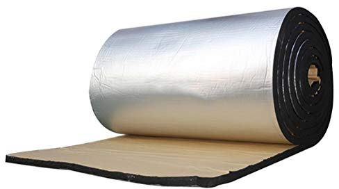 Stecto Bil värme- och ljudisolering akustiskt skum, antidrönmatta, bilisolering, UV-resistent vattentät aluminiumfolie bil ljudavvisande matta, 50 x 200 cm x 10 mm