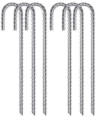 Ground Stakes, AGPtEK 6 Packs Heavy Duty J Hook Rebar Stakes, Galvanized Steel Garden Stakes Steel Ground Anchors, Great for Tents, Trampoline and Fences