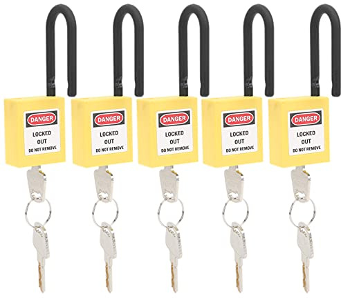 Verrou de consignation, 5 ensembles de verrouillage de consignation cadenas de sécurité rouge de consignation, cadenas de sécurité pour site industriel(jaune)
