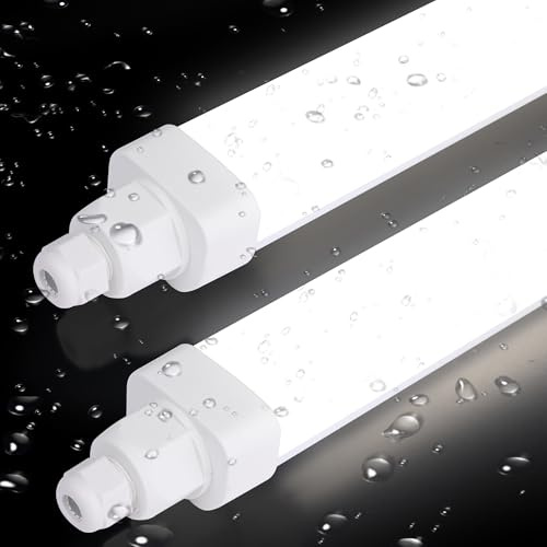 Allesin Premium 120lm/w, [2er Pack] Feuchtraumleuchte LED 120CM, 30W 3600LM Led Röhre, Neutralweiß Reihenschaltung Kellerlampe IP65 Wasserfest Werkstattlampe Leuchtstoffröhre Leuchte