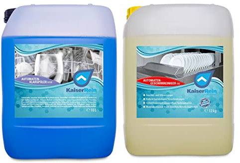 KaiserRein Klarspüler N100 10 L SET mit Geschirrreiniger & Gläserreiniger C 62 10L Kanister Spülmaschinen Klarspüler Gewerbliche Spülmaschinen
