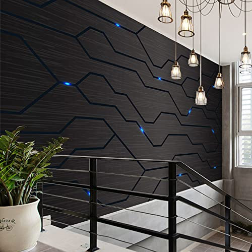 3D Black Metal Circuit Board Industrial Decorative Wallpaper Technology Company Decorative Mural Gaming Hall I Decoration Mural Custom 3d wallpaper paste living room the wall for bedroom-200cm×140cm