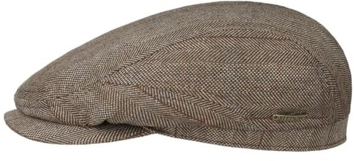 Stetson Pascoli Driver Flatcap Herren Blaue Mütze 100% Seide UV-Schutzfaktor 40 Made in EU Frühjahr Sommer beige-braun 56 cm