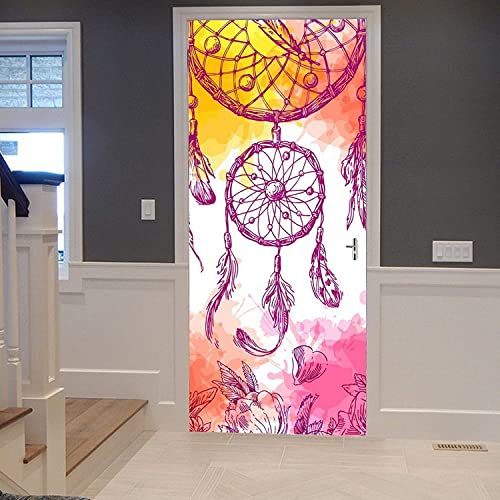 3D Verschönern Türaufkleber Tür Tapete - Traumfänger Vogelfeder 80 X 200 Cm Türtapete Selbstklebend Türposter - Fototapete Türfolie Poster Tapete Meer Aufkleber Diy Selbstklebende Wandbild-