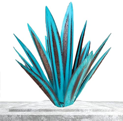 Samnuerly Tequila rustikale Skulptur DIY Metall Agave Pflanze Sculpture 65cm Agaven Deko für Garten, Blau Yard Kunstdekoration Orament