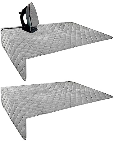 2Pcs Magnetic Ironing Mat Blanket Ironing Board Replacement Heat Resistant Ironing Blanket Portable Magnetic Mat Ironing Mat Replacement Washer Dryer Desktop Laundry Clothes Cover (33.5 * 19, Gray)