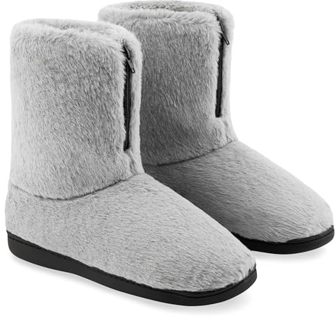 CityComfort Tofflor dam ankelstövlar tofflor tjocka stövlar dam flicka tonåring komfort vinter storlekar 36–41, Färg: grå, 39 EU
