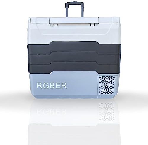 RGBer® TG-Serie| Auto Kühlbox, Kompressor Kühlbox 50 Liter, 2in1 Doppelzone Kühl- & Gefrierfach, 12/24 V 230V Kühlung bis -20 °C für Auto, LKW, Camping.