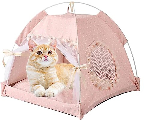 Tioheam Katzenzelt, Tipi Zelt Hunde Und Katzen, Hundezelte Hundehöhle Und Haustierhäuser, Mit Abnehmbarem Waschbarem Kissen, Für Katzen Oder Kätzchen Oder Kleine Haustiere