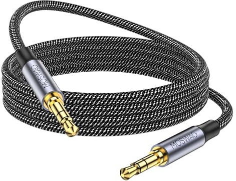 MOSWAG Aux Kabel, 3.5mm Klinke auf Klinke Aux Kabel Stereo Audio Klinkenkabel(10M), 3.5mm Audio Kabels Nylon Geflochtenes für Kopfhörer, Auto, Handy, PC, Lautsprecher, Stereoanlagen, MP3 Player usw