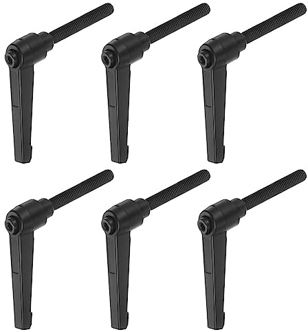 QUARKZMAN 6uds Ajustable Sujeción Palanca Manijas M8 x 60mm Macho Rosca Perno Perillas Giratorio Tornillo Bloqueo Rápido Liberación Trinquete Pulsador Botón Mango, Negro