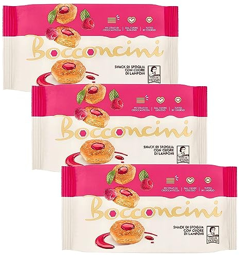 MATILDE VICENZI Bocconcini - Galletas de mantequilla con crema de frambuesa 90g (Bocconcini, x3)