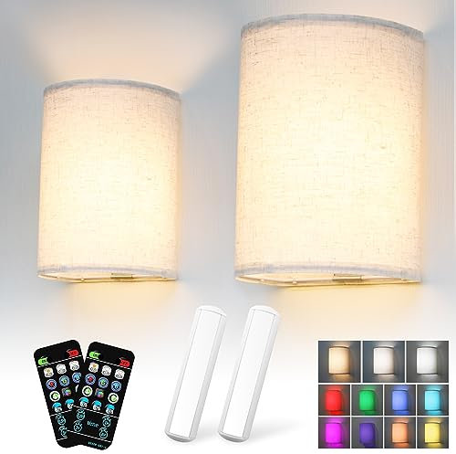 Starxing Wandleuchte Innen 2 Stück, RGB Wandlampe Ohne Stromanschluss Dimmbar (25c'mcm)