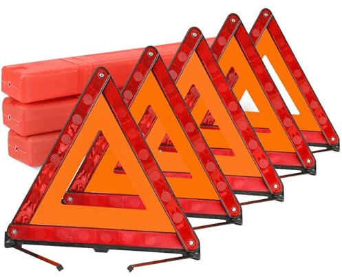 Acymner 5 Pack Reflective Safety Triangle Kit | Emergency Warning Triangles with Storage Case, Roadside Reflective Early Warning Sign for Vehicles Breakdown (5 Pack)