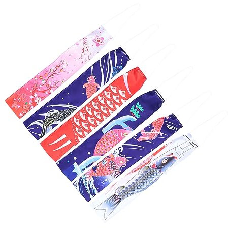 6St Japanischer Karpfen-Streamer Strandwindsäcke Japanischen fisch flagge Mini Flaggen Ornament hängendes Dekor hängende Fischfahne empfindlich Anhänger Sushi Dekorationen Drachen
