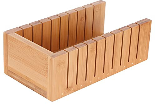 ViaGasaFamido Herramienta para Cortar, Juego de Herramientas para Cortar, Molde Cortador de Pan de Madera de bambú DIY a Mano con Cuchillo de Acero Inoxidable Ondulado Recto, Moldes para
