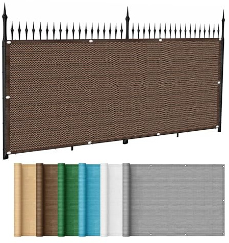 Frangivisto Balcono Schermi 130 x 750 cm Protezione Privacy Balcone Anti-Uv Telo Frangivisto Balcone Ringhiera con Occhielli Rinforzati per Balcone Giardino Esterno, Marrone
