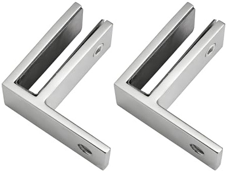 INCREWAY Railing Wall to Glass Clamp, 2PCS 90 Degrees Glass Clips Aluminum Alloy Glass Shelf Support Bracket, Glass Holder Connector for 10-12mm Thick Glass, Silver