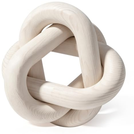 Decorazione Con Maglie A Catena Con Nodo In Legno, 3 Anelli Boho Intagliati A Mano, Decorazione Moderna Per La Casa, Soggiorno, Camera Da Letto, Ufficio, Caffetteria (Bianco)
