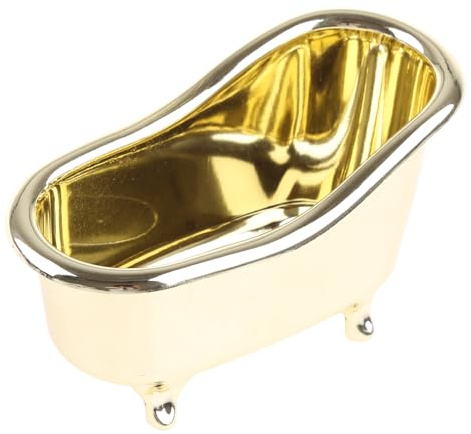 Zkydhbd Cubo de almacenamiento en forma de bañera, organizador de joyas, cosméticos, caja organizadora de gran capacidad, mini soporte, impermeable, fácil limpieza, estuche dorado para el hogar