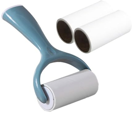 WEKAMOS Lint Roller Clothes Hair Remover Sticky Roller with Blue Handle and 3 Replacement Rolls, 4pcs Pet Hair Dusting Brush for Clothing and Furniture Cleaning