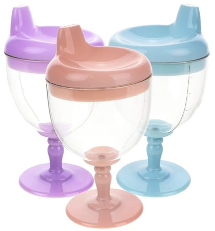 SUPVOX Verre à Bec Bébé 180ml en Plastique, Lot de 3, Gobelet D'apprentissage pour Tout-petits, Léger, Robuste et Incassable pour Boire Seul