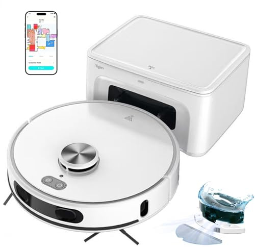 Robot Aspirapolvere Lavapavimenti con Mappatura fino a 8000Pa Svuotamento Automatico Lidar Laser Pulizie Programmate, aree Riservate Pulizia Personalizzata WiFi/Alexa/App, peli Animali Domestici